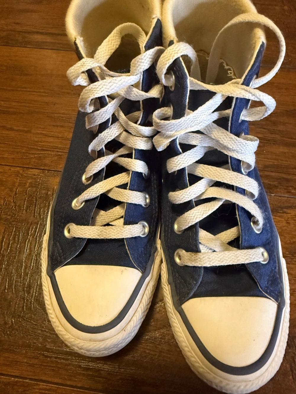 70s meets 80s Converse: Navy Tube Sock High-Tops Retro Athleisure W5.5 M3.5 Kids - Picture 3 of 13